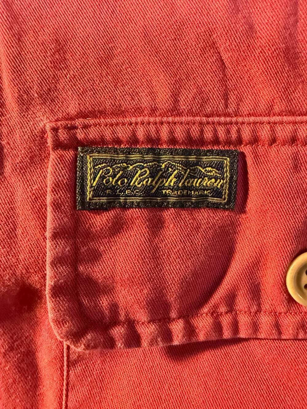 Ralph Lauren Polo Twill Military Shirt Size L Red Chino Long Sleeve - Picture 4 of 9